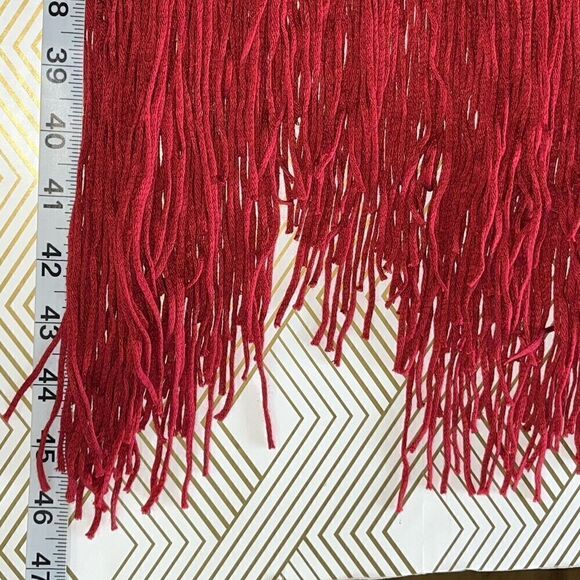 Women’s Swim Cover Up One Size Red Crochet Tassel Beach Mid Length Sexy - Picture 6 of 9